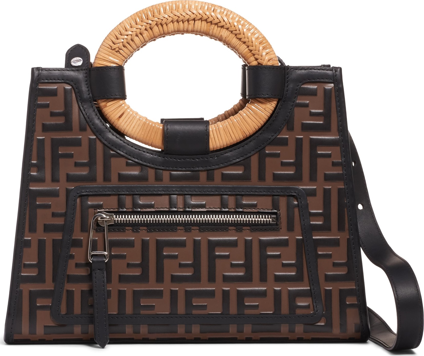Fendi Small Runaway Logo Leather Shopper