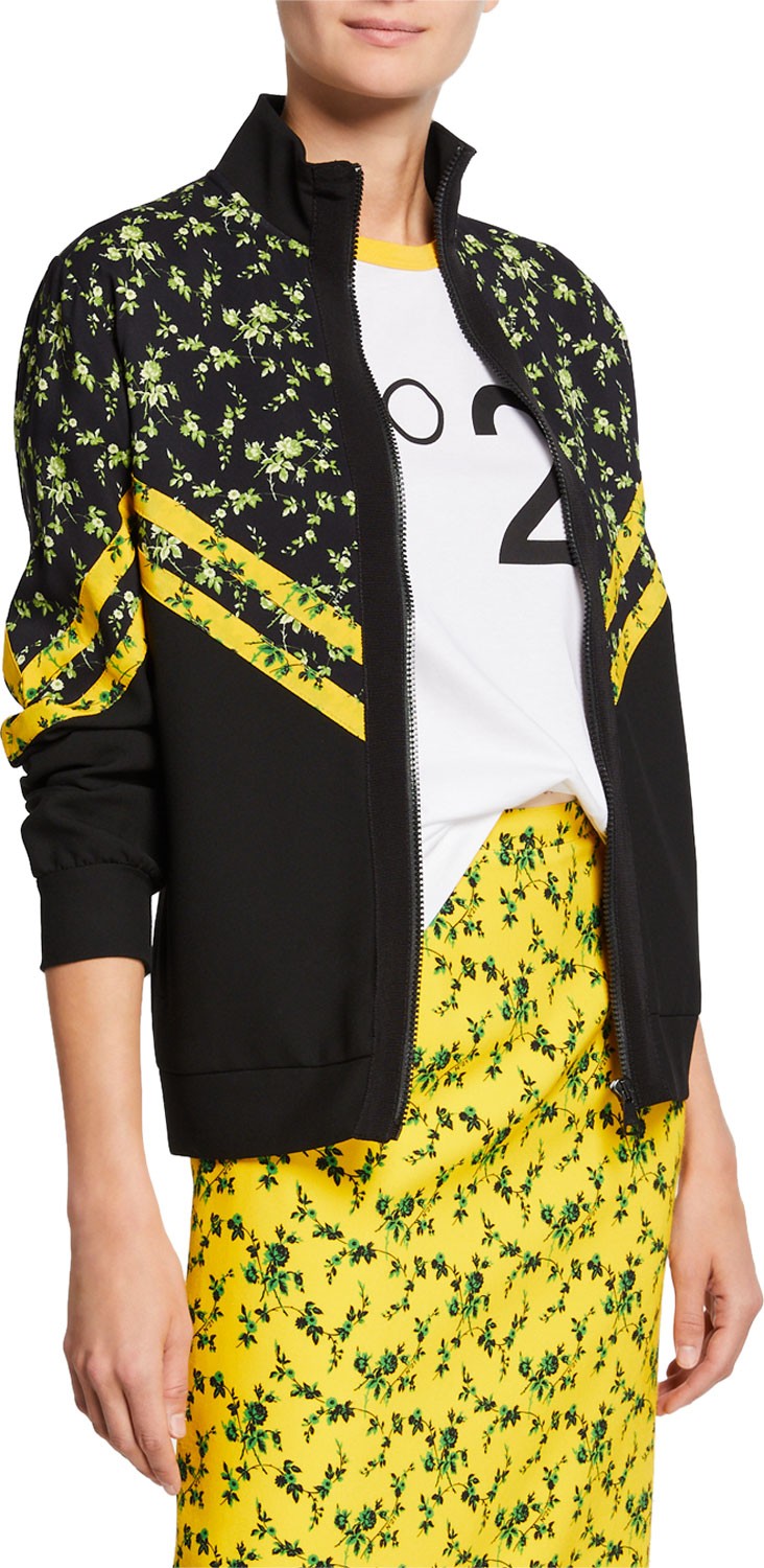Nº21 Floral Pattern Chevron Stand Collar Sports Jacket