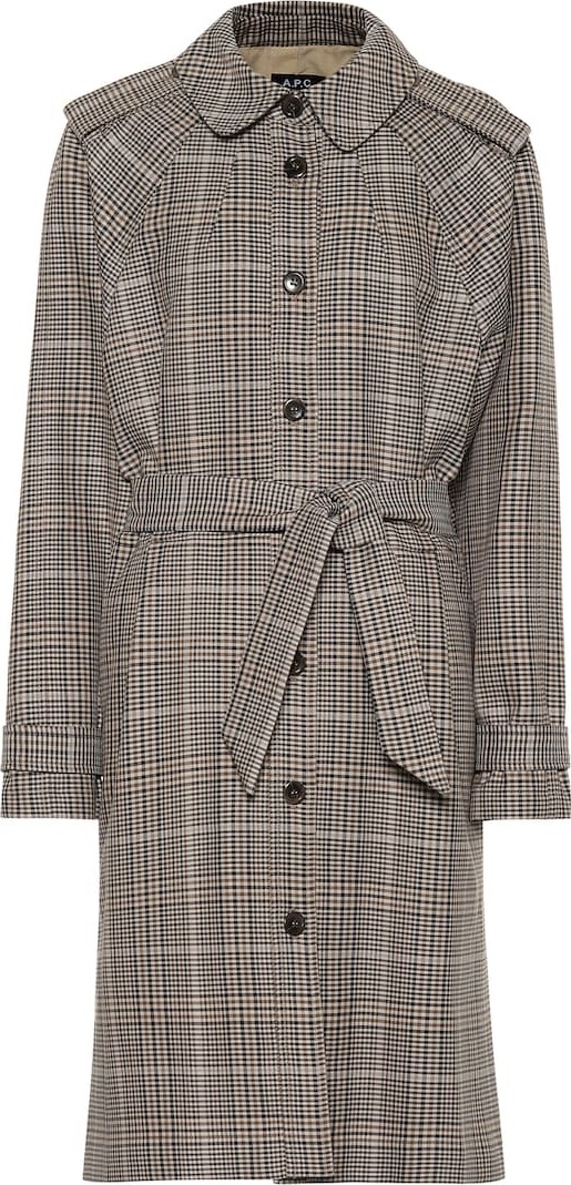 A.P.C. Ava checked cotton trench coat
