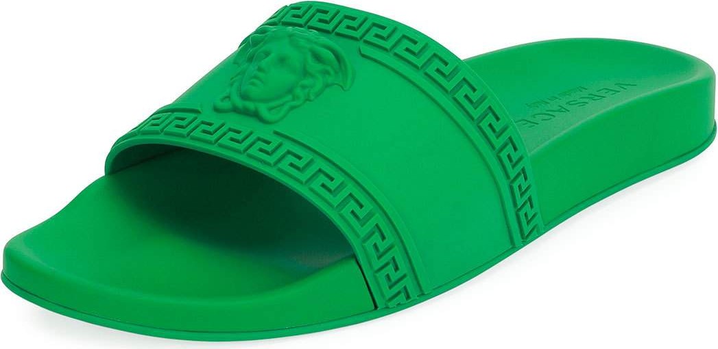 Versace Men's Medusa & Greek Key Shower Slide Sandals
