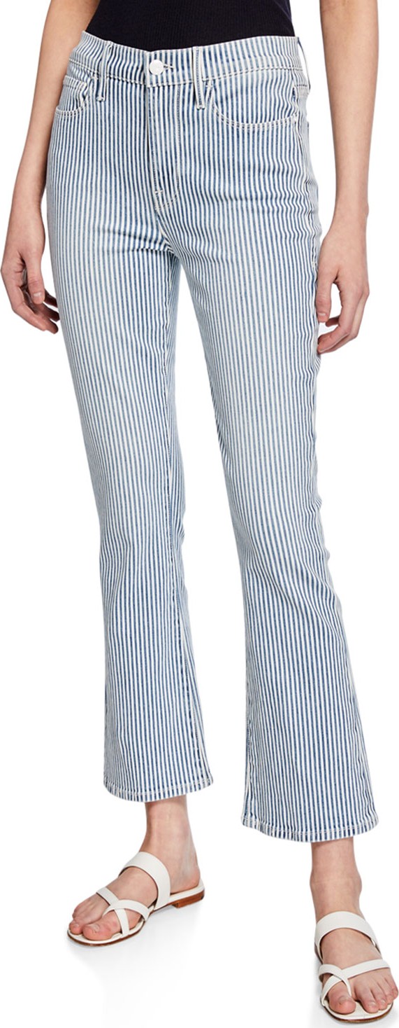 FRAME DENIM Engineer Stripe Crop Mini Boot-Cut Jeans
