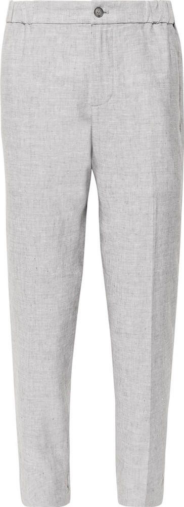 Club Monaco Lex Slim-Fit Tapered Mélange Slub Linen-Blend Trousers