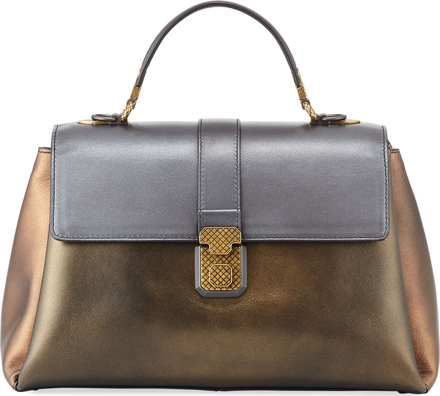Bottega Veneta Colorblock Metallic Large Piazza Bag