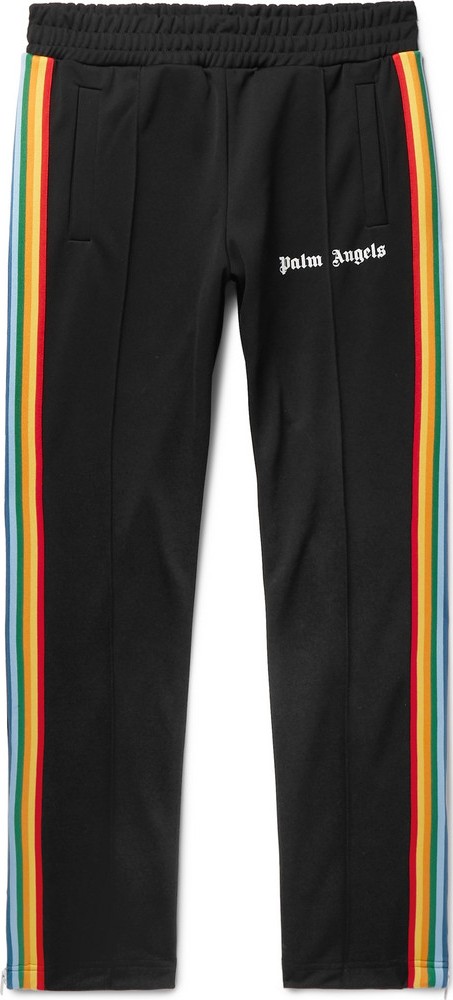 Palm Angels Slim-Fit Logo-Print Webbing-Trimmed Tech-Jersey Track Pants