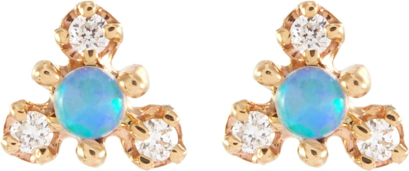 Wwake 'Burst' diamond opal 10K gold stud earrings