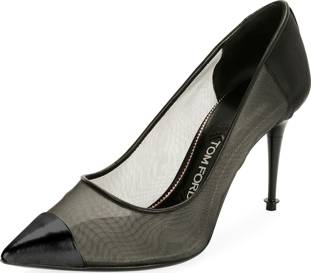 TOM FORD Pointed Mixed Mesh 85mm Pump