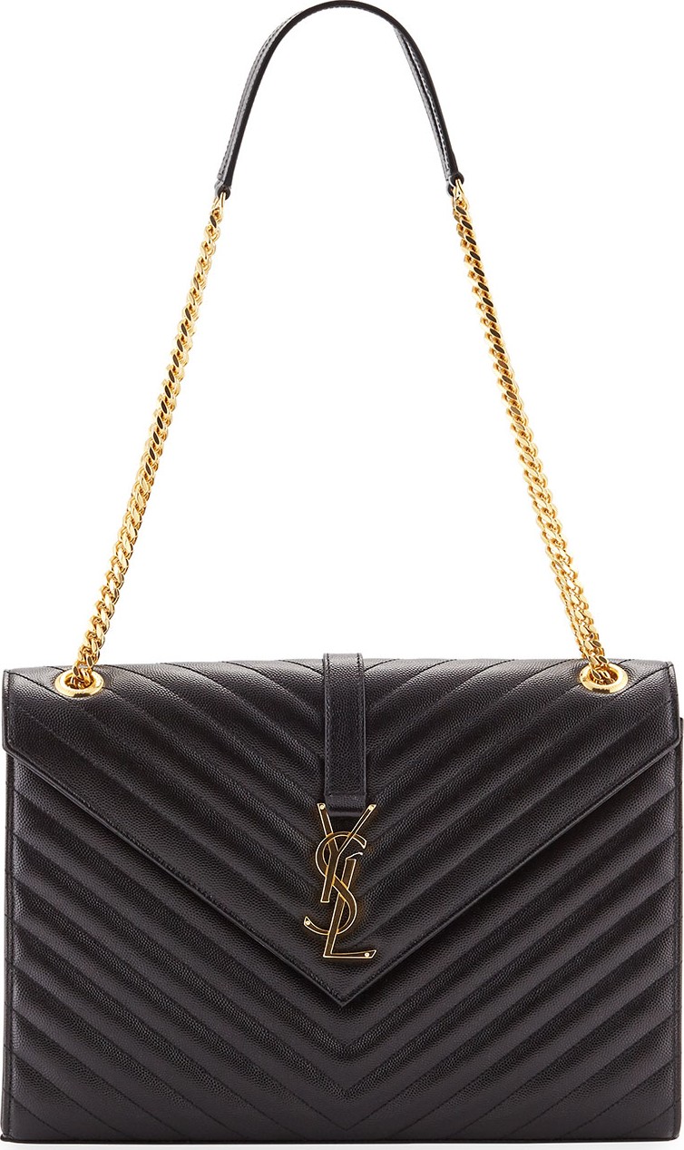 Saint Laurent V-Flap Large Monogram YSL Envelope Chain Shoulder Bag