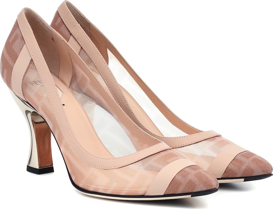 Fendi Colibrì mesh and leather pumps