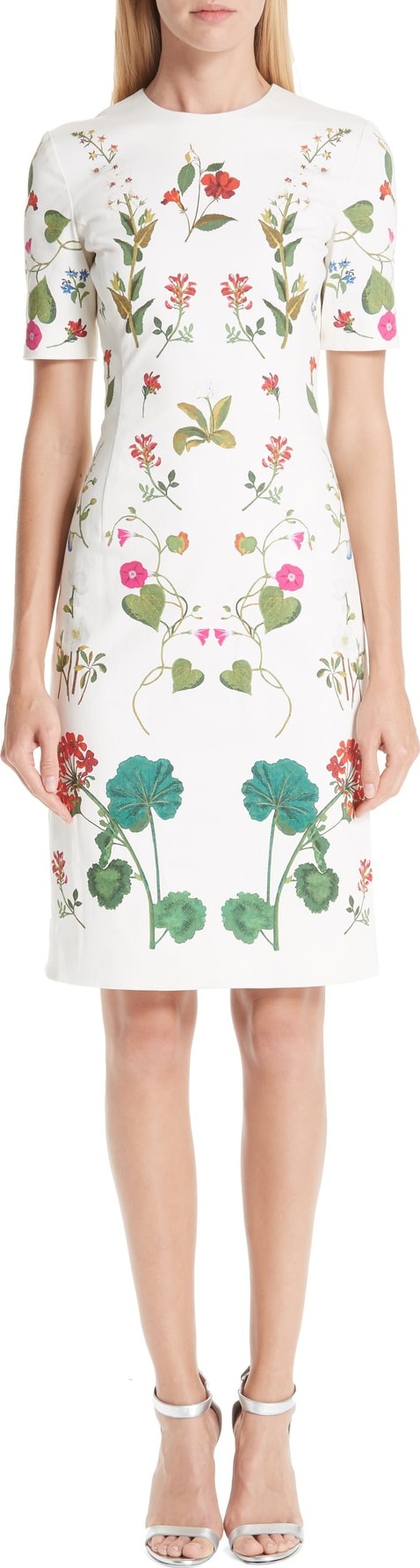Oscar De La Renta Garden Print Sheath Dress