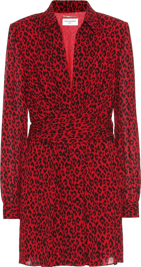 Saint Laurent Leopard-print crêpe minidress