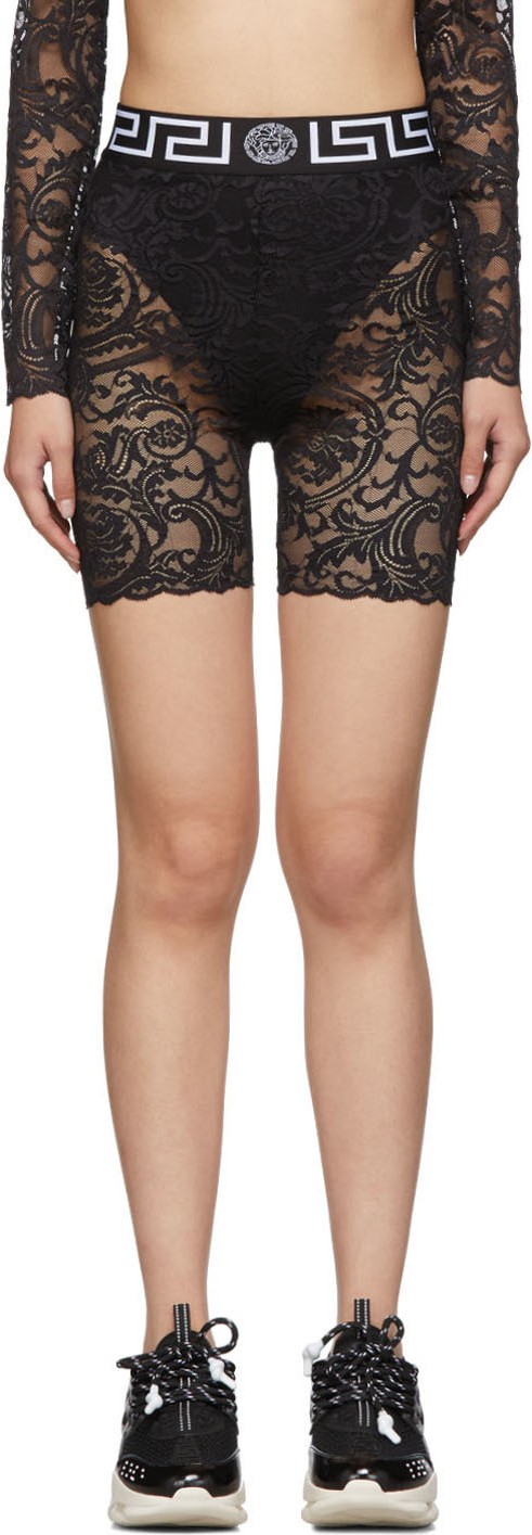 Versace Black Lace Cycling Shorts