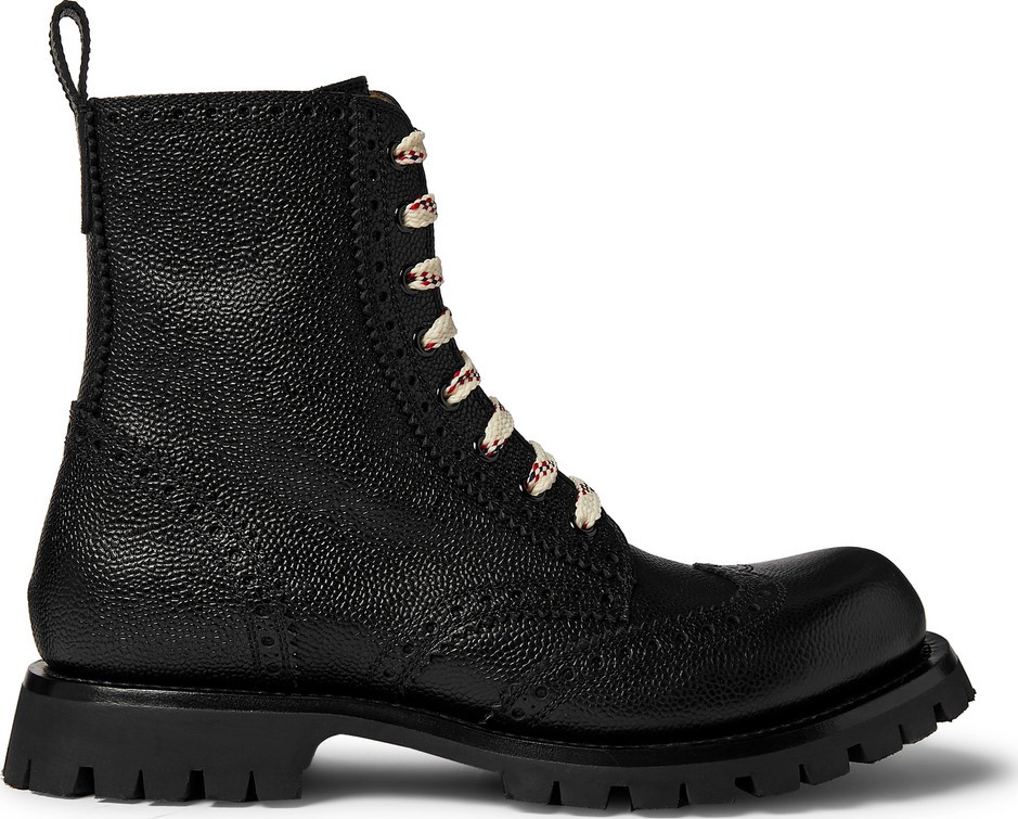 Gucci New Arley Full-Grain Leather Brogue Boots