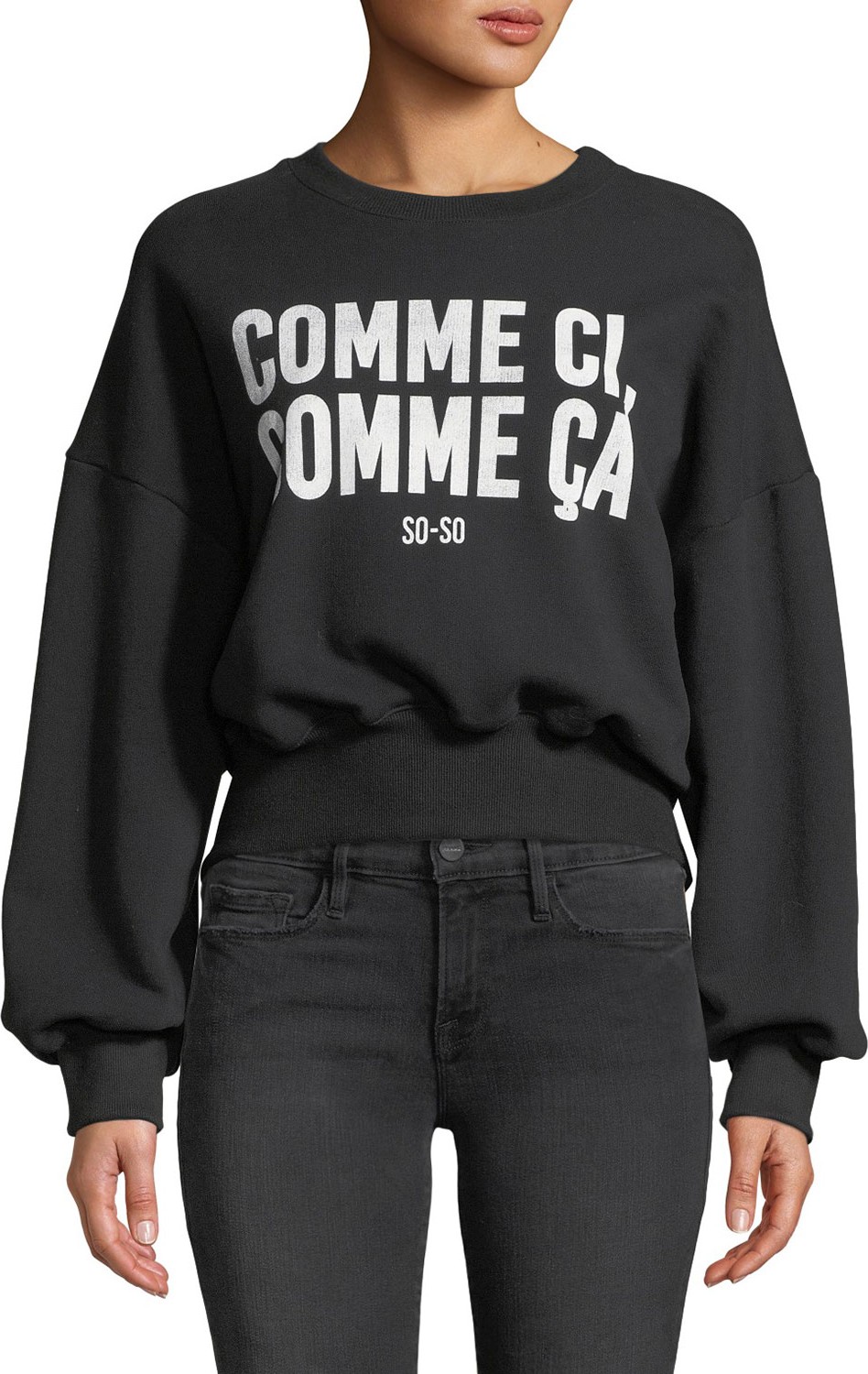 Cinq A Sept So-So Graphic Drop-Shoulder Pullover Sweater