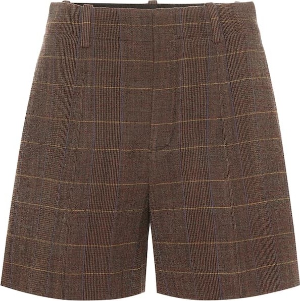 Chloe High-rise checked wool shorts