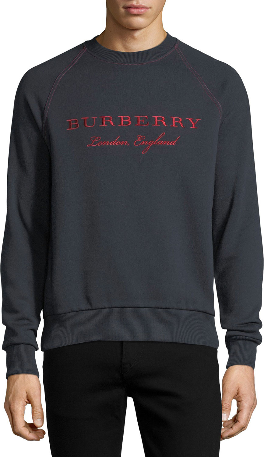 Burberry London England Taydon Embroidered Sweatshirt, Navy
