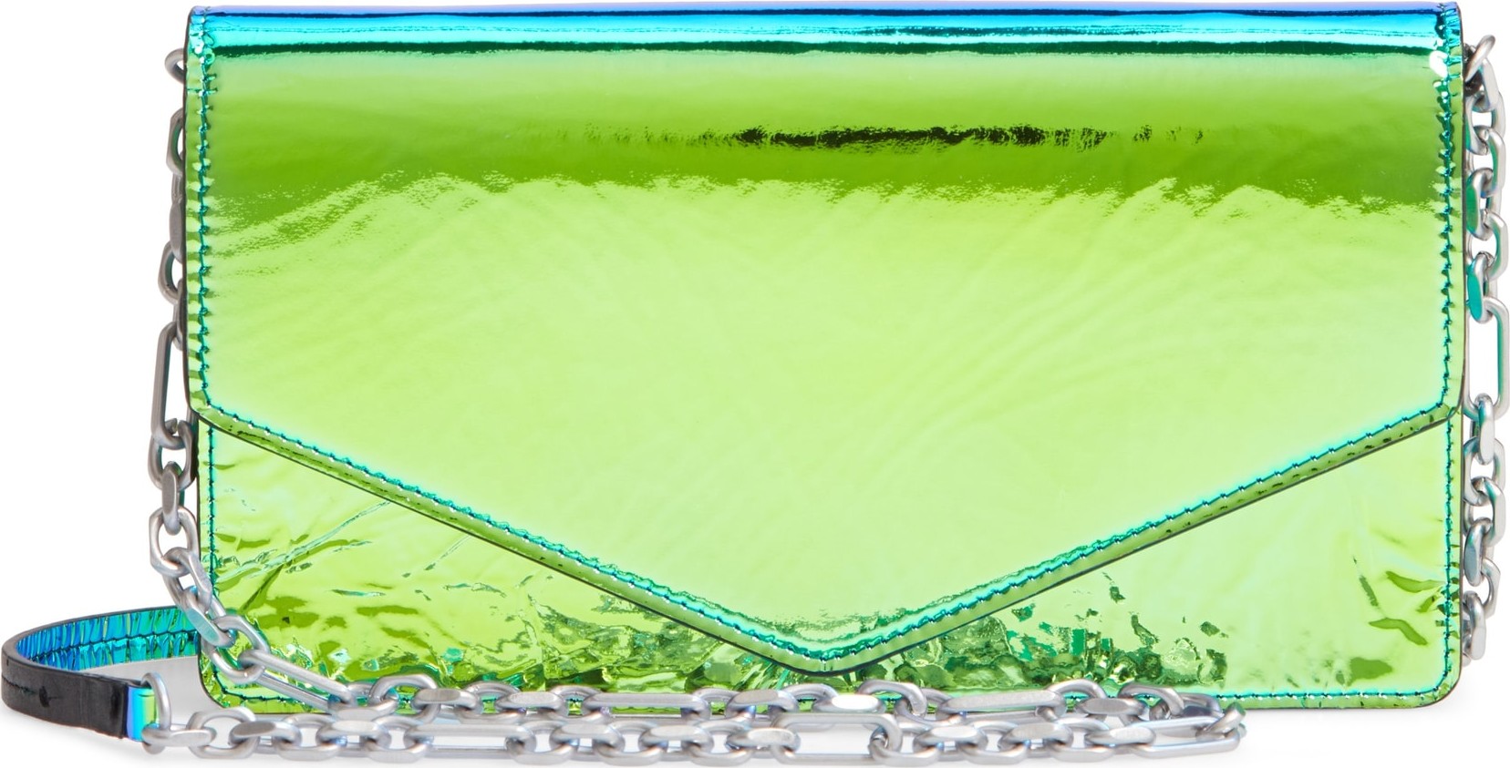 Maison Margiela Iridescent Faux Leather Wallet on a Chain