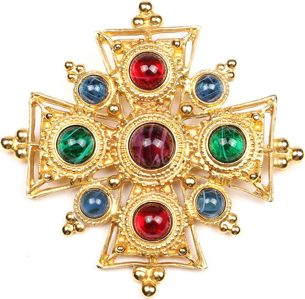 Ben-Amun Multicolor Cross Brooch