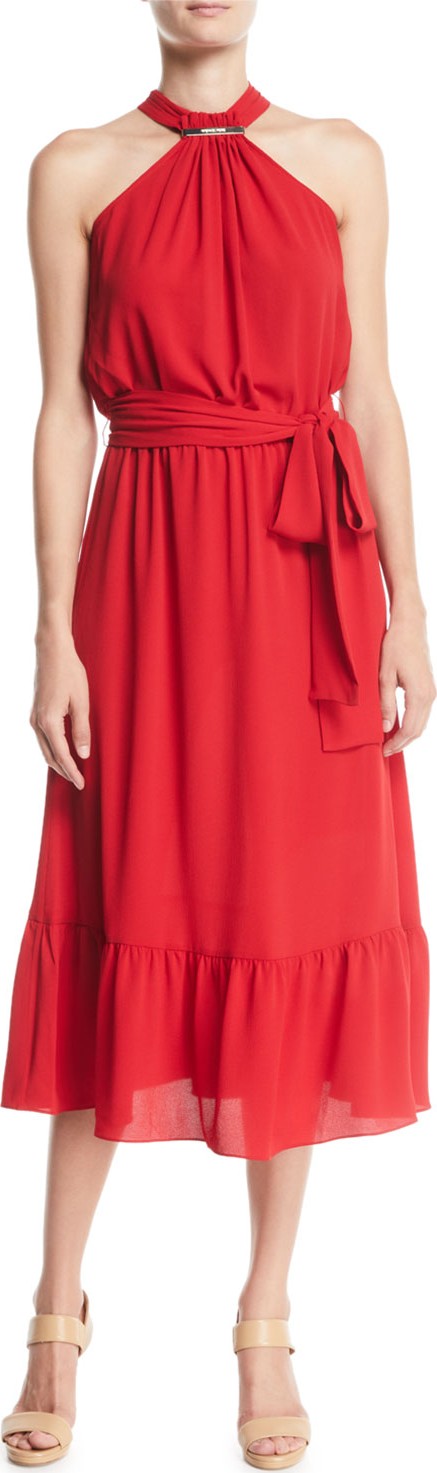MICHAEL MICHAEL KORS Halter Ruffle Dress