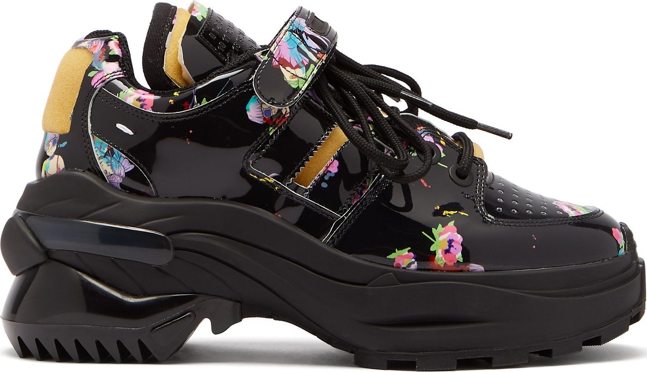 Maison Margiela Retro Fit Kawaii-print patent-leather trainers