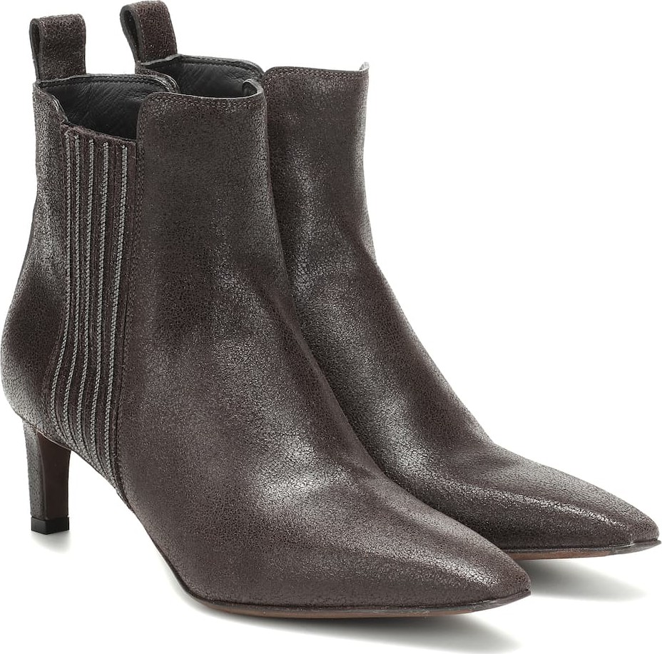 Brunello Cucinelli Embellished leather ankle boots