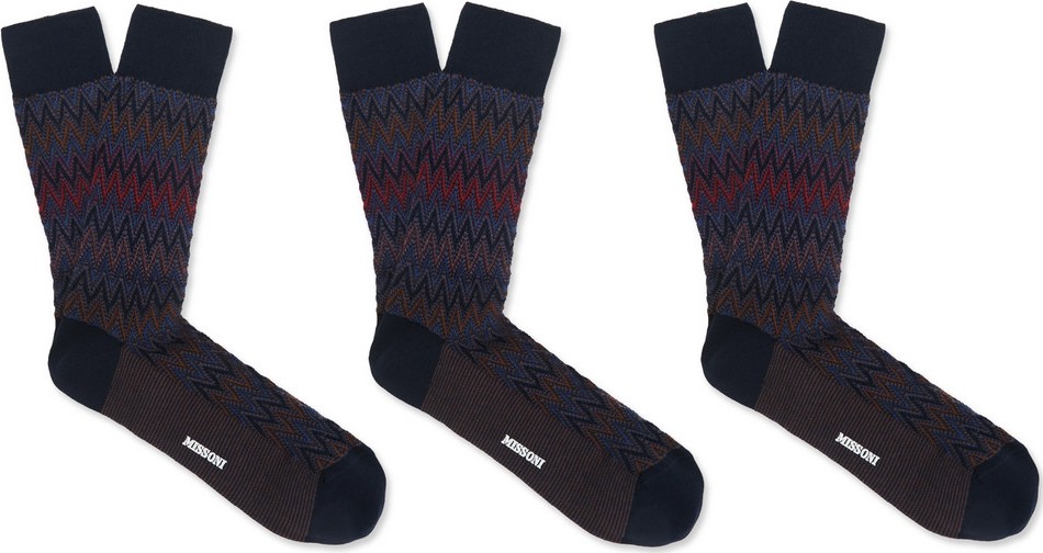 Missoni Three-Pack Crochet-Knit Cotton-Blend Socks