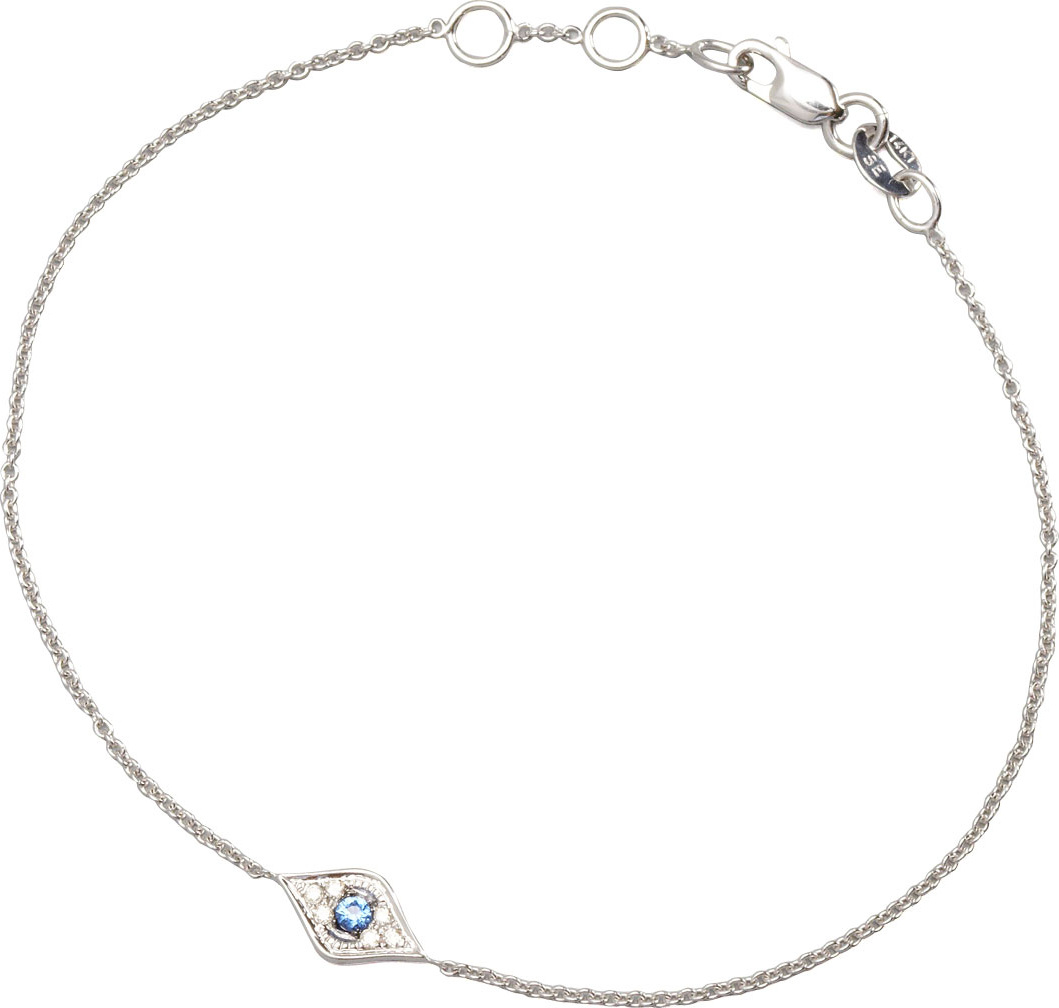 Sydney Evan Mini Diamond Evil Eye Bracelet, White Gold