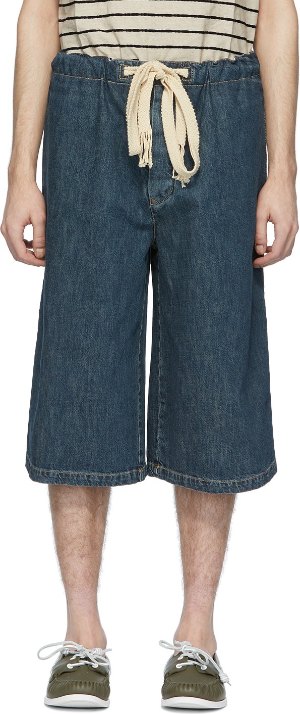 LOEWE Blue Denim Drawstring Shorts