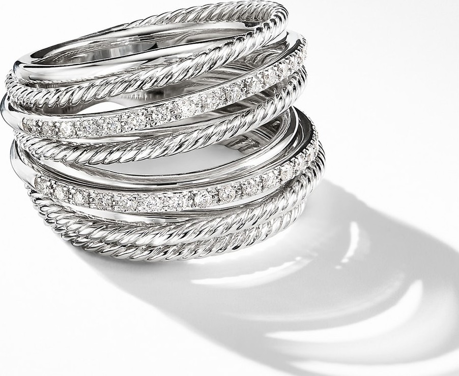David Yurman Wide Crossover Pavé Diamond Ring