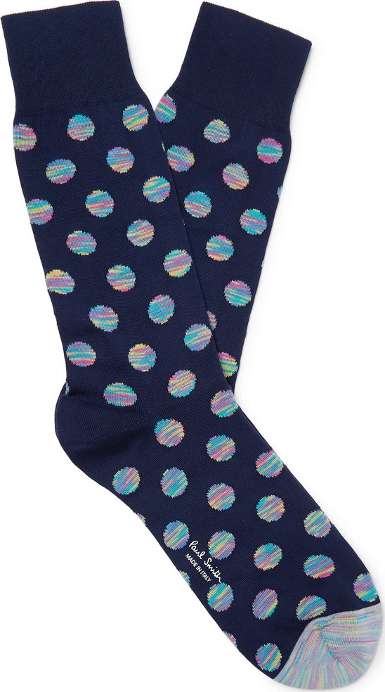 Paul Smith Polka-Dot Mercerised Cotton-Blend Socks