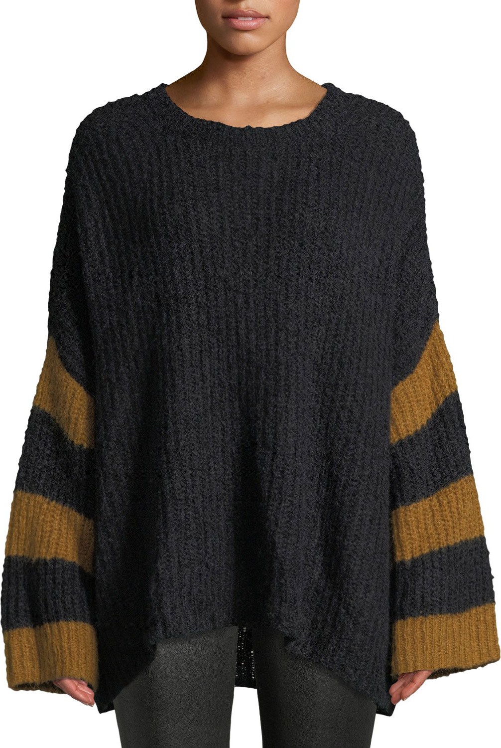 A.L.C. Lorenzo Crewneck Striped Long-Sleeve Alpaca-Blend Sweater