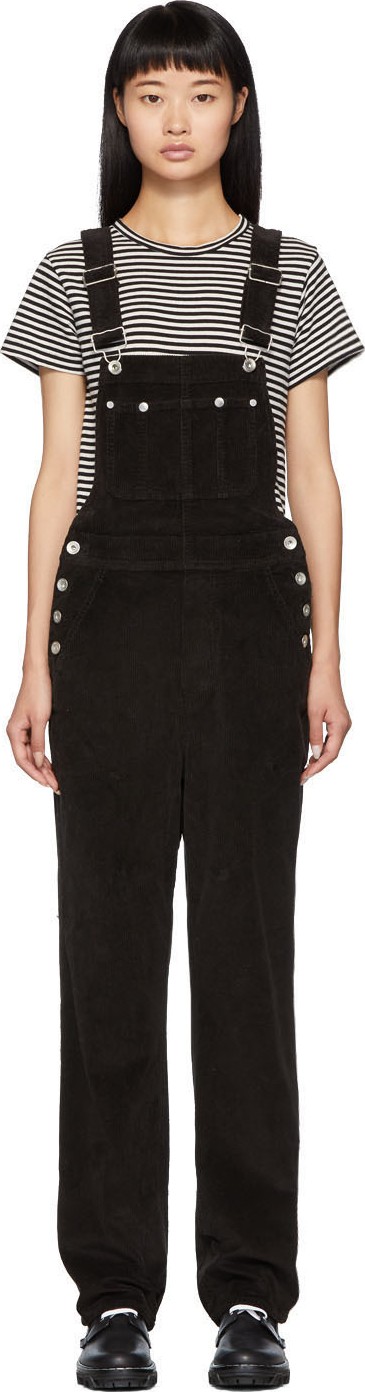 Rag & Bone Black Corduroy Ruth Straight Overalls