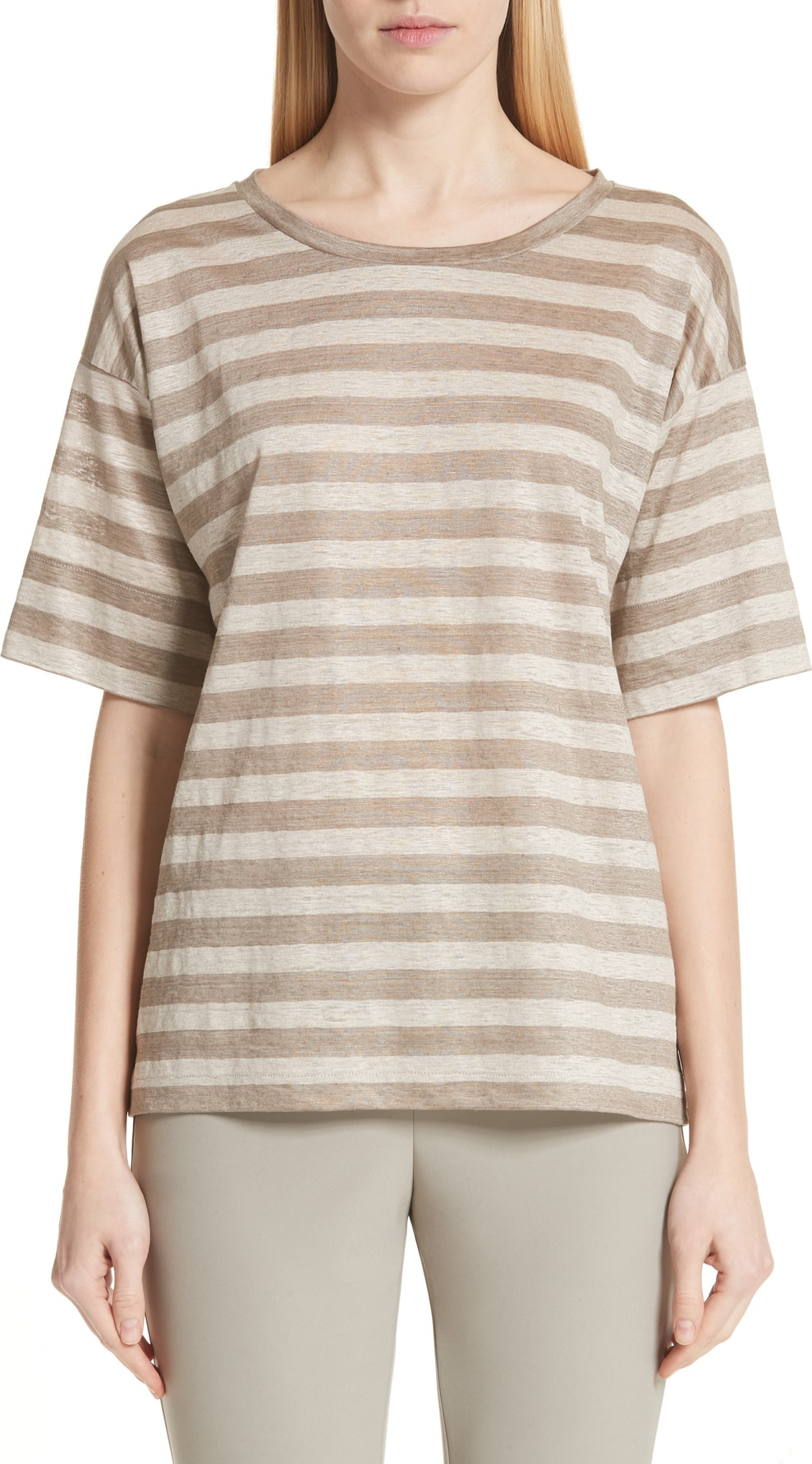 Lafayette 148 New York Easy Stripe Linen Tee