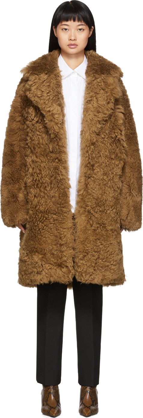 Meteo By Yves Salomon Brown Curly Shearling Coat