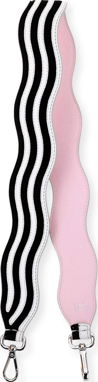 Fendi Strap You Wave Shoulder Strap for Handbag, White/Black