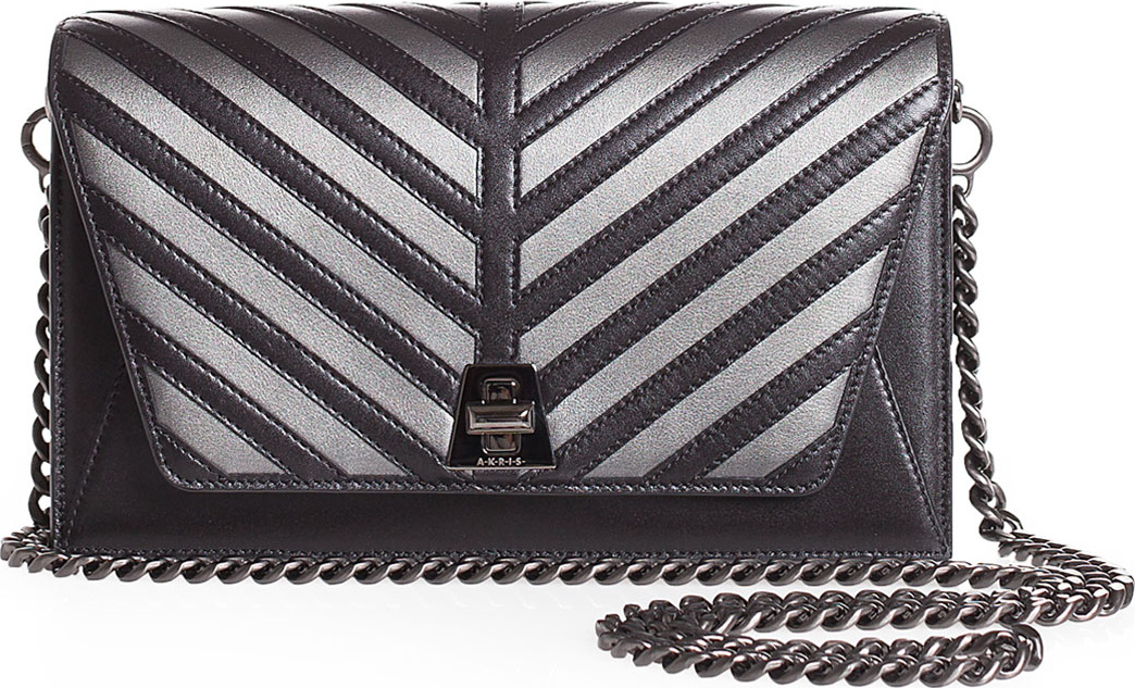 Akris Anouk Small City Oversize-Herringbone Chain Shoulder Bag