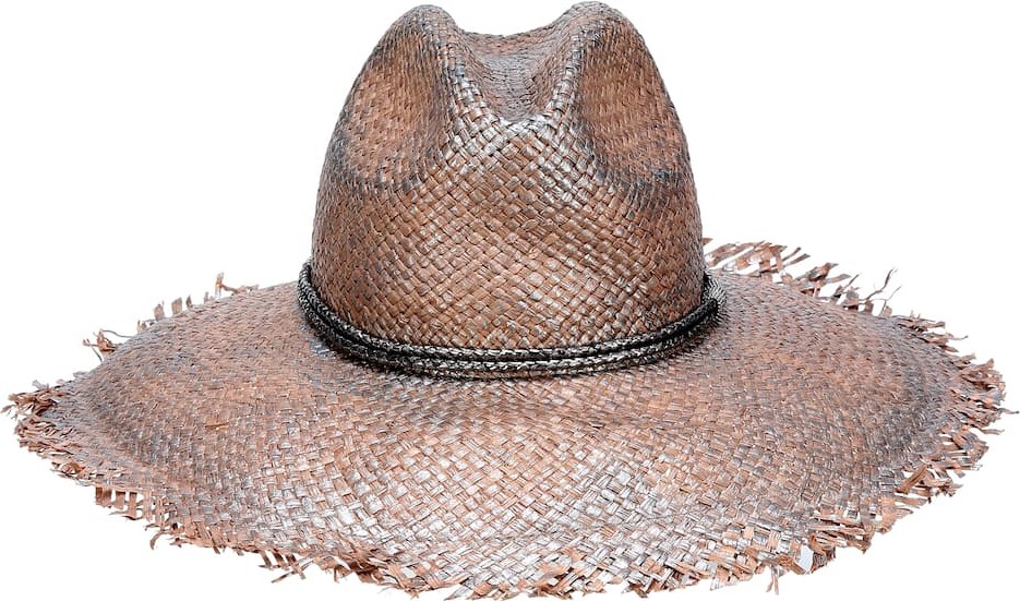 Brunello Cucinelli Leather-trimmed straw hat