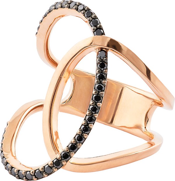 Lana Reckless Vol. 2 14K Rose Gold Illuminating Ring with Black Diamonds, Size 7
