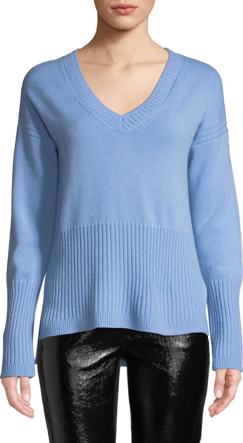 Derek Lam 10 Crosby Ribbed V-Neck Cashmere Sweater