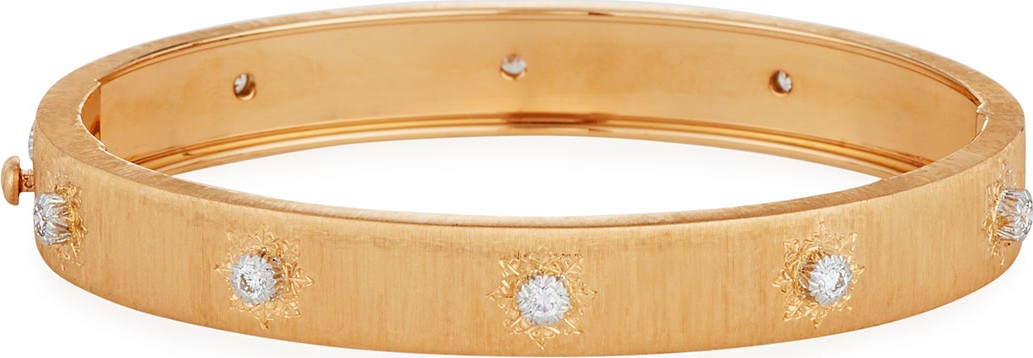 Buccellati Brushed 18K Rose Gold Bracelet with Diamonds