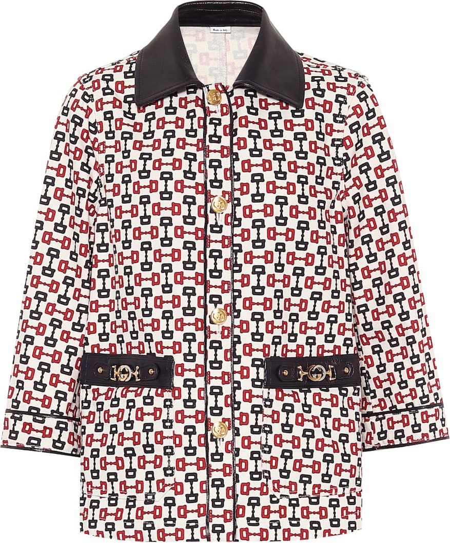 Gucci Leather-trimmed cotton jacket