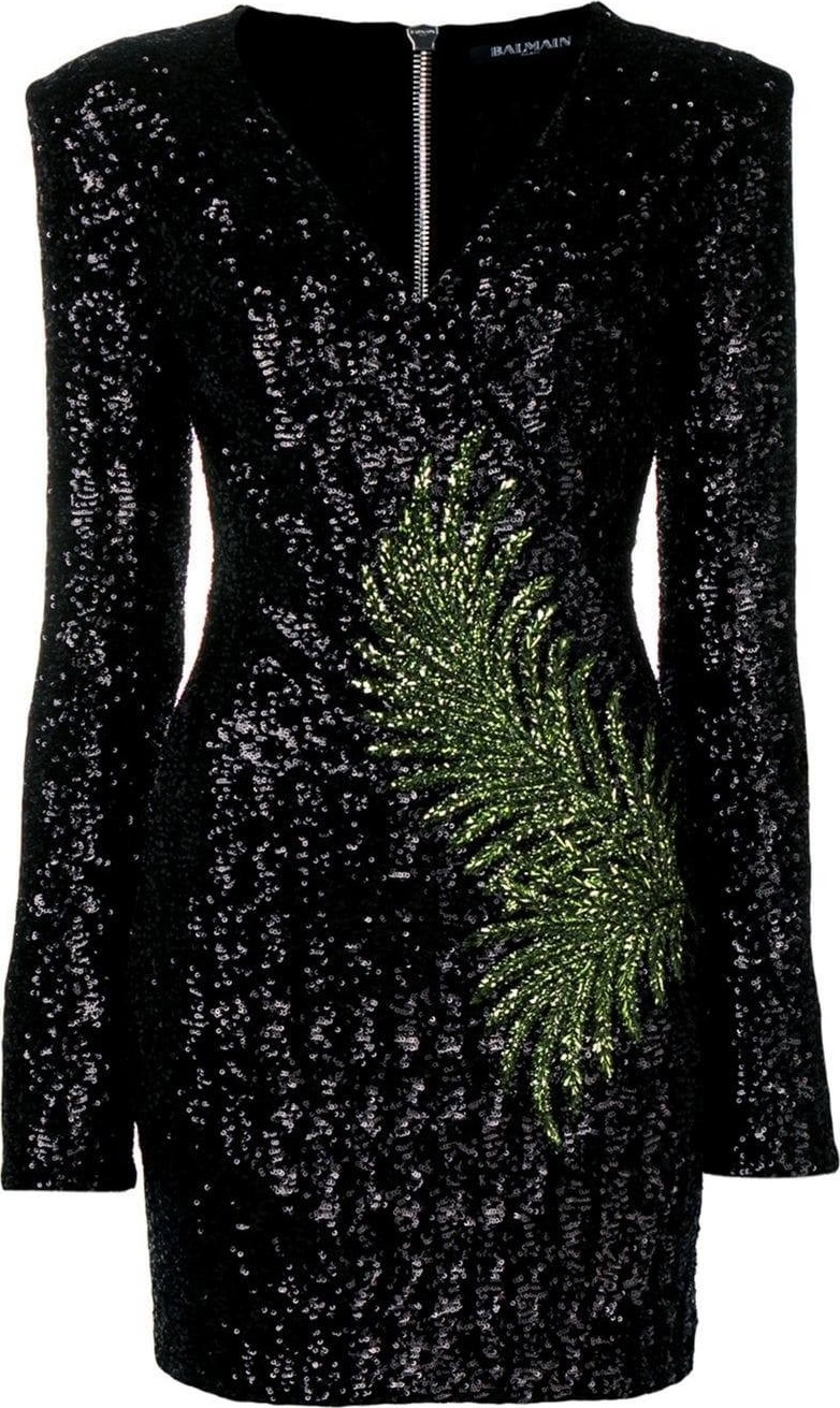 Balmain sequin fern mini dress