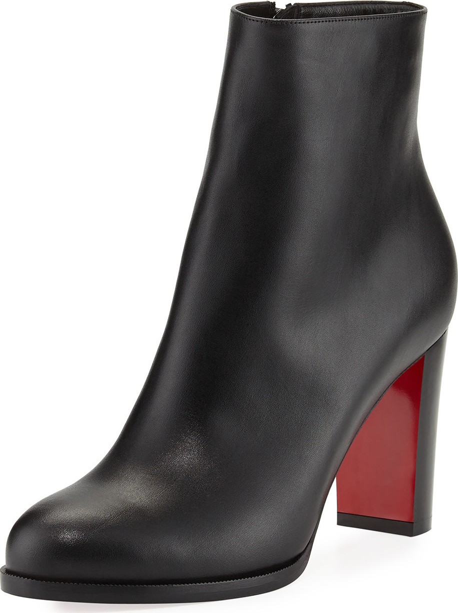 Christian Louboutin Adox Leather Block-Heel Red Sole Boot
