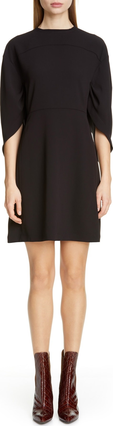 Chloe Cape Sleeve Crepe Dress