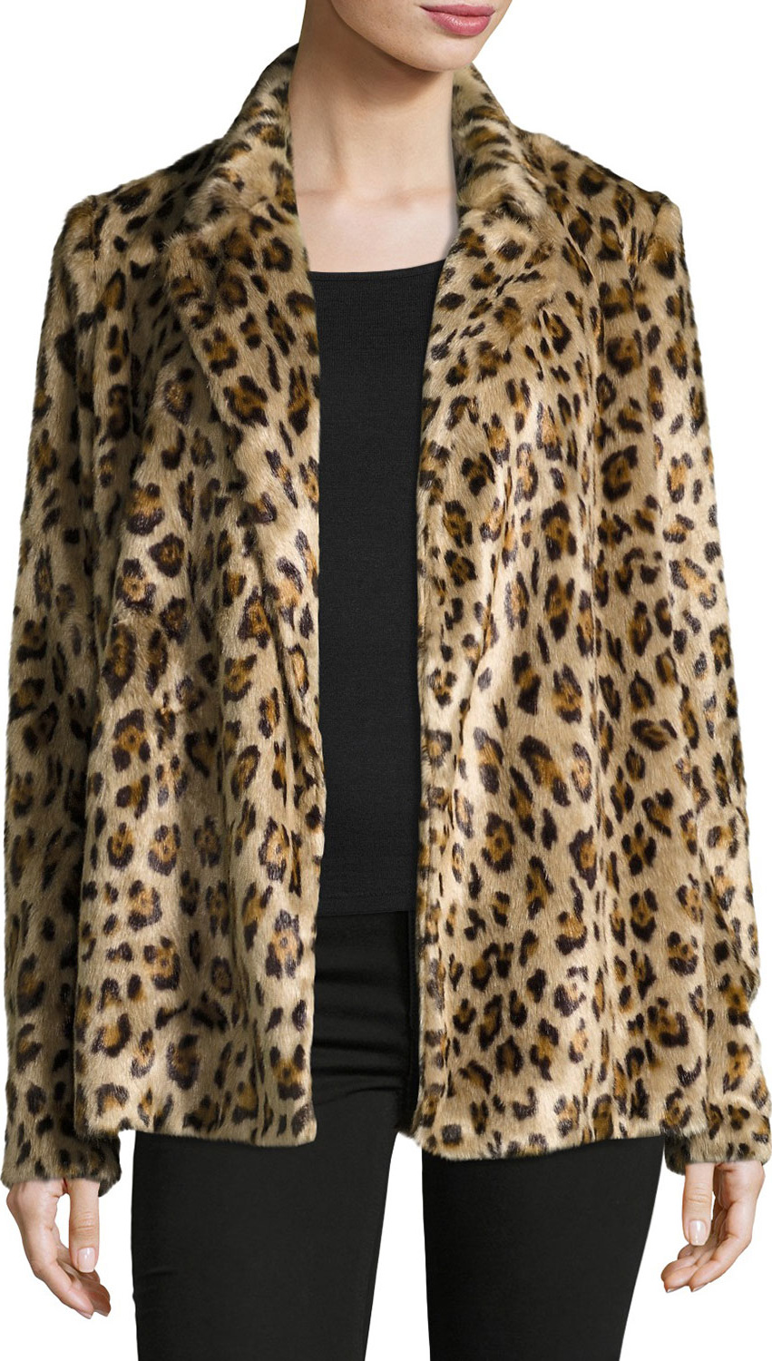 Theory Clairene Leopard Faux Fur Coat