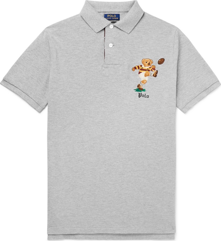 Polo Ralph Lauren Embroidered Mélange Cotton-Piqué Polo Shirt
