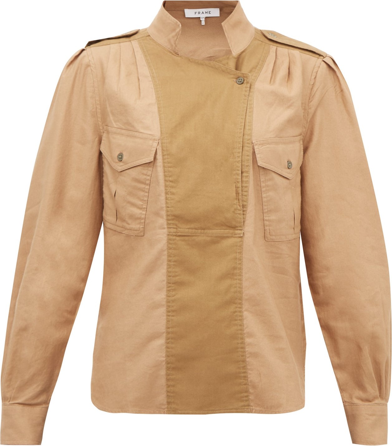 FRAME DENIM Panelled cotton-twill safari shirt