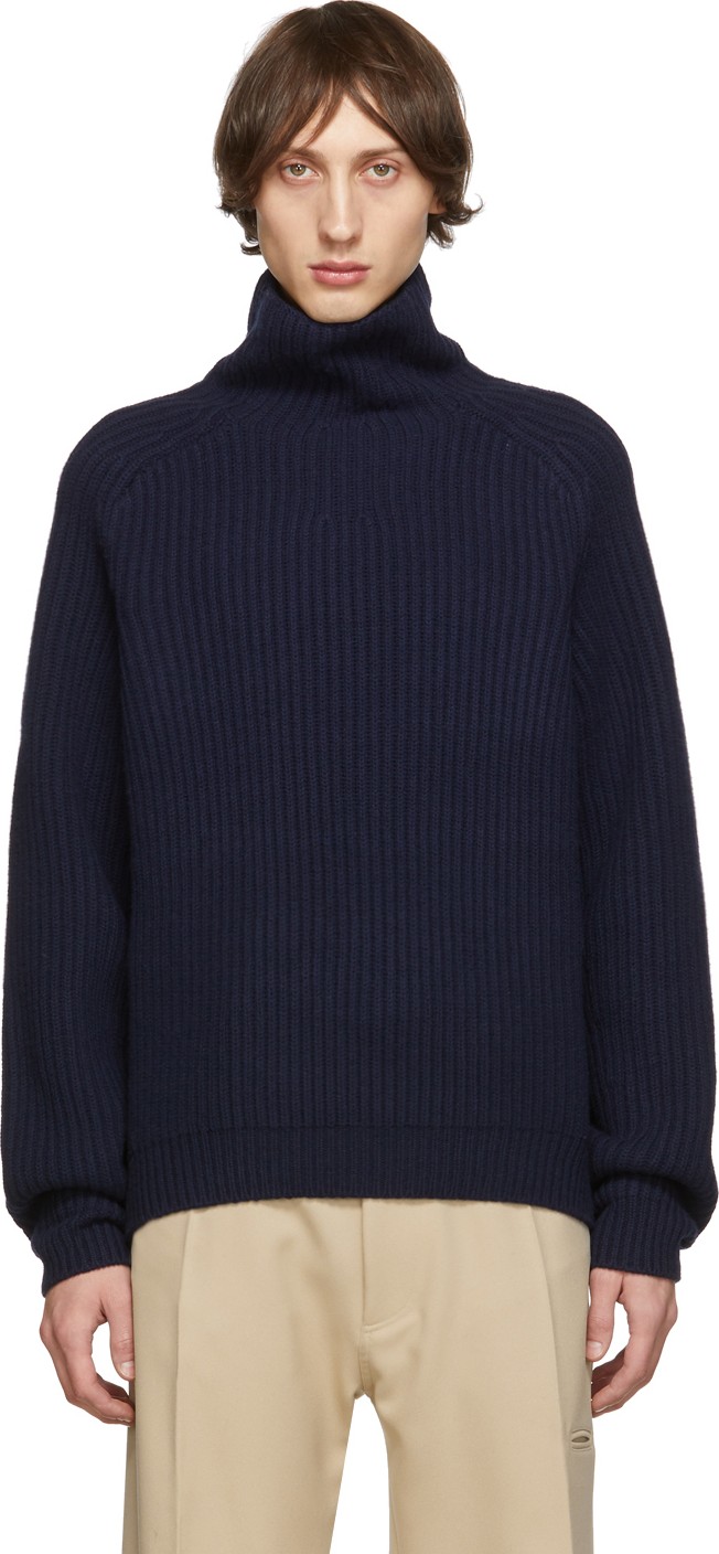 Acne Studios Navy Kally Sporty Wool Rib Knit Turtleneck