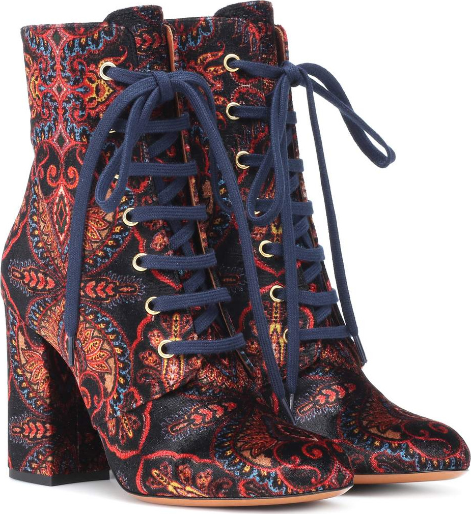 Etro Paisley velvet ankle boots