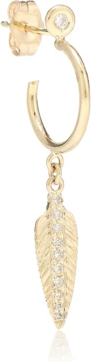 Jacquie Aiche Exclusive to Mytheresa – Feather 14kt gold and diamond earring