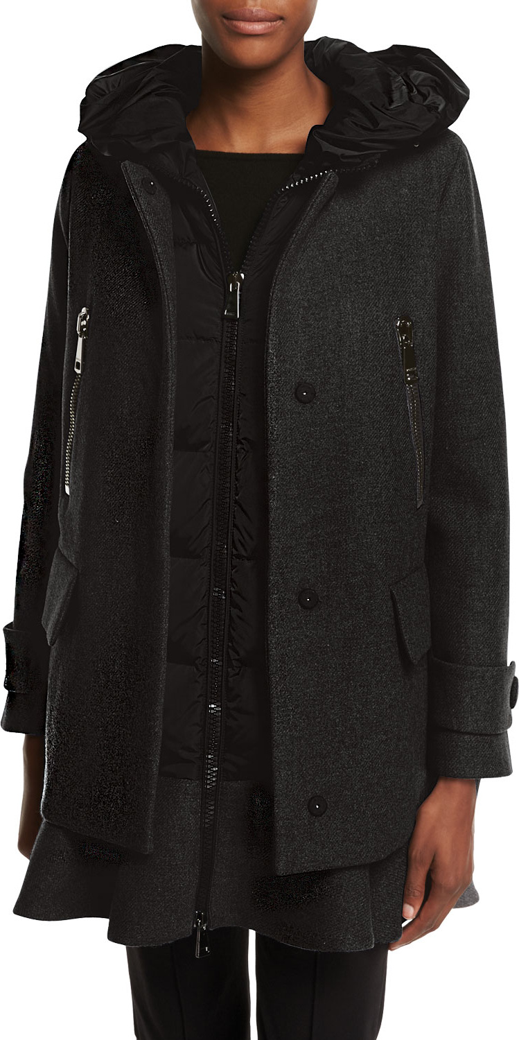 Moncler Phemia Puffer Vest w/ Peplum Hem, Gray